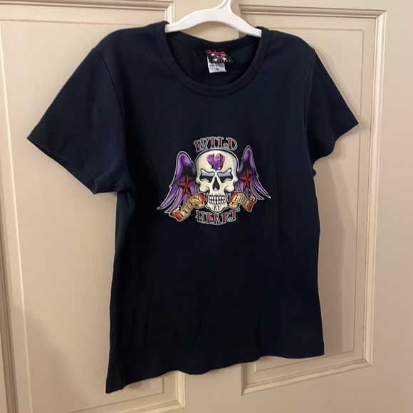 Vintage 1990s Rockabilly Lucky 13 Skull Black Tee T Shirt Top. Sz: Small USED! - Picture 6 of 6